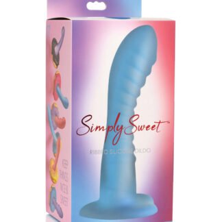 Curve Toys Simply Sweet 7" Ribbed Silicone Dildo - Blue