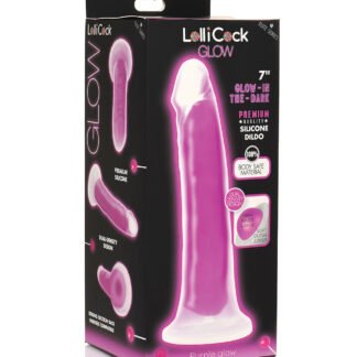 Curve Toys Lollicock 7" Glow In The Dark Silicone Dildo - Purple