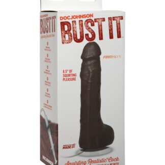 Bust It Squirting Realistic Cock w/1 oz Nut Butter - Black