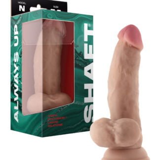 Shaft Model N Flexskin Liquid Silicone 7.5" Side Curve Dong w/Balls - Pine