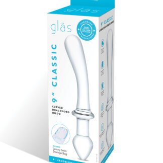 Glas 9" Classic Curved Dual Ended Dildo - Clear