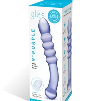Glas Purple Rain Ribbed Glass Dildo