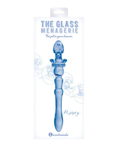 Glass Menagerie Puppy Glass Dildo - Dark Blue