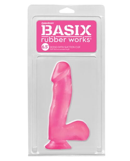 Basix Rubber Works 6.5" Dong w/Suction Cup - Pink