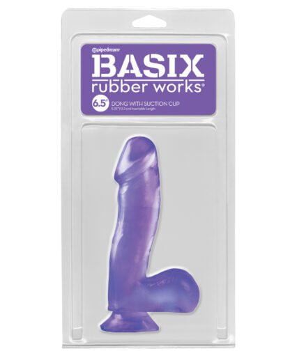 Basix Rubber Works 6.5" Dong w/Suction Cup - Purple