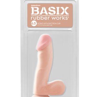 Basix Rubber Works 6.5" Dong w/Suction Cup - Flesh