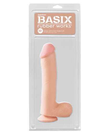 Basix Rubber Works 10" Dong w/Suction Cup - Flesh