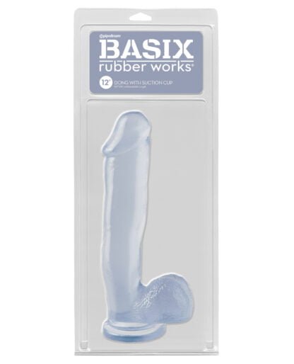 Basix Rubber Works 12" Dong w/Suction Cup - Clear