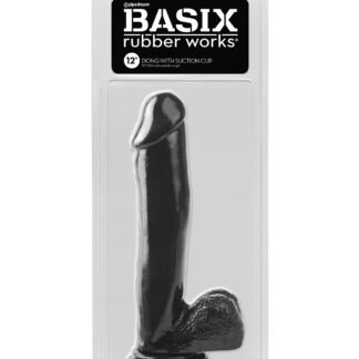 Basix Rubber Works 12" Dong w/Suction Cup - Black