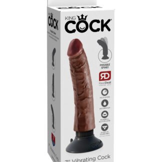 King Cock 7" Vibrating Cock - Brown
