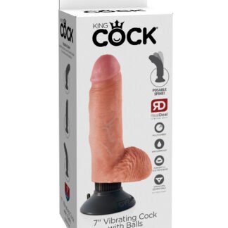 King Cock 7" Vibrating Cock w/Balls - Flesh