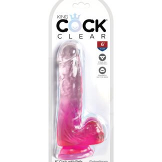 King Cock Clear 6" Cock w/Balls - Pink