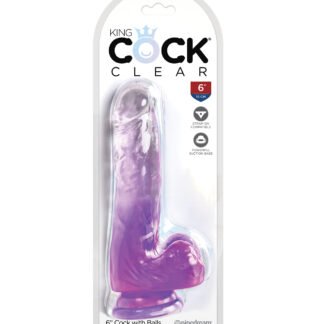King Cock Clear 6" Cock w/Balls - Purple
