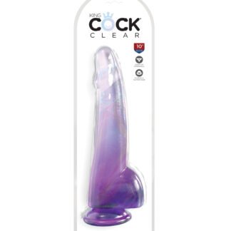 King Cock Clear 10" Cock w/Balls - Purple