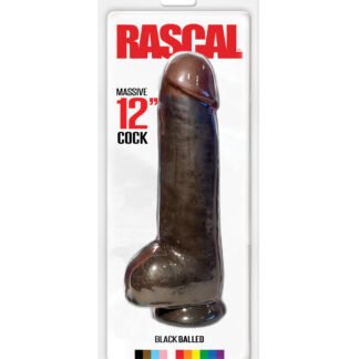 Rascal Black Balled 12" Cock w/Balls - Black