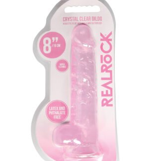 Shots RealRock Realistic Crystal Clear 8" Dildo w/Balls - Pink