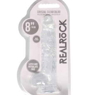 Shots RealRock Realistic Crystal Clear 8" Dildo w/Balls - Transparent Clear