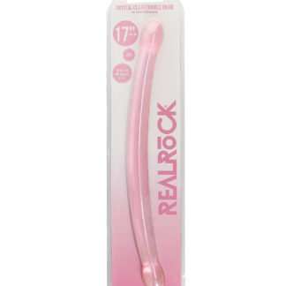 Shots RealRock Crystal Clear 17" Double Dildo  - Pink