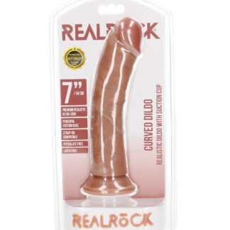 Shots RealRock Realistic 7" Curved Dildo - Tan