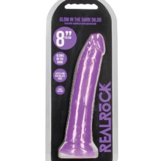 Shots RealRock 8" Slim Dildo Glow in the Dark - Neon Purple