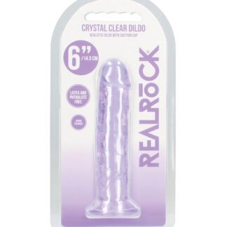 Shots RealRock Crystal Clear 6" Straight Dildo w/Suction Cup - Purple