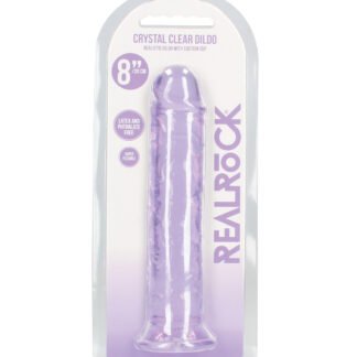 Shots RealRock Crystal Clear 8" Straight Dildo w/Suction Cup - Purple