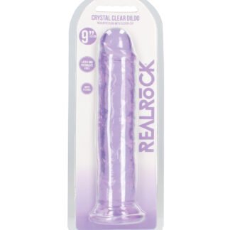 Shots RealRock Crystal Clear 9" Straight Dildo w/Suction Cup - Purple
