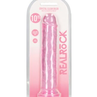 Shots RealRock Realistic Crystal Clear 10" Straight Dildo - Pink