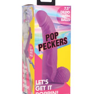 Pop Peckers 7.5" Dildo w/Balls - Purple