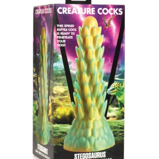 Creature Cocks Stegosaurus Spiky Reptile Silicone Dildo - Teal/Gold