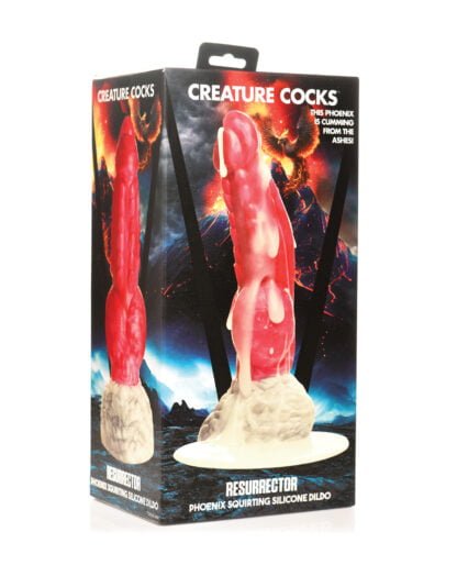 NO ETA $Creature Cocks Resurrector Phoenix Squirting Silicone Dildo - Red/White