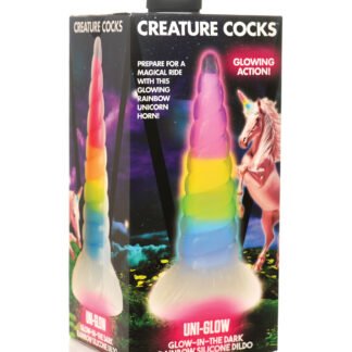 Creature Cocks Uni Glow in the Dark Silicone Dildo - Rainbow