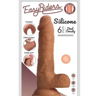 Curve Novelties Easy Rider Dual Density 6" Silicone Dong w/Balls  - Light