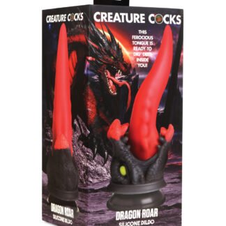 Creature Cocks Dragon Roar Silicone Dildo - Red/Black