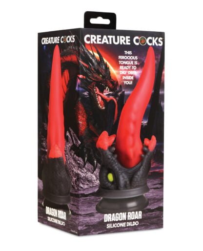 Creature Cocks Dragon Roar Silicone Dildo - Red/Black