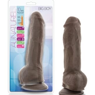 Blush Au Natural 10" Big Boy Realistic Dildo w/Balls - Chocolate